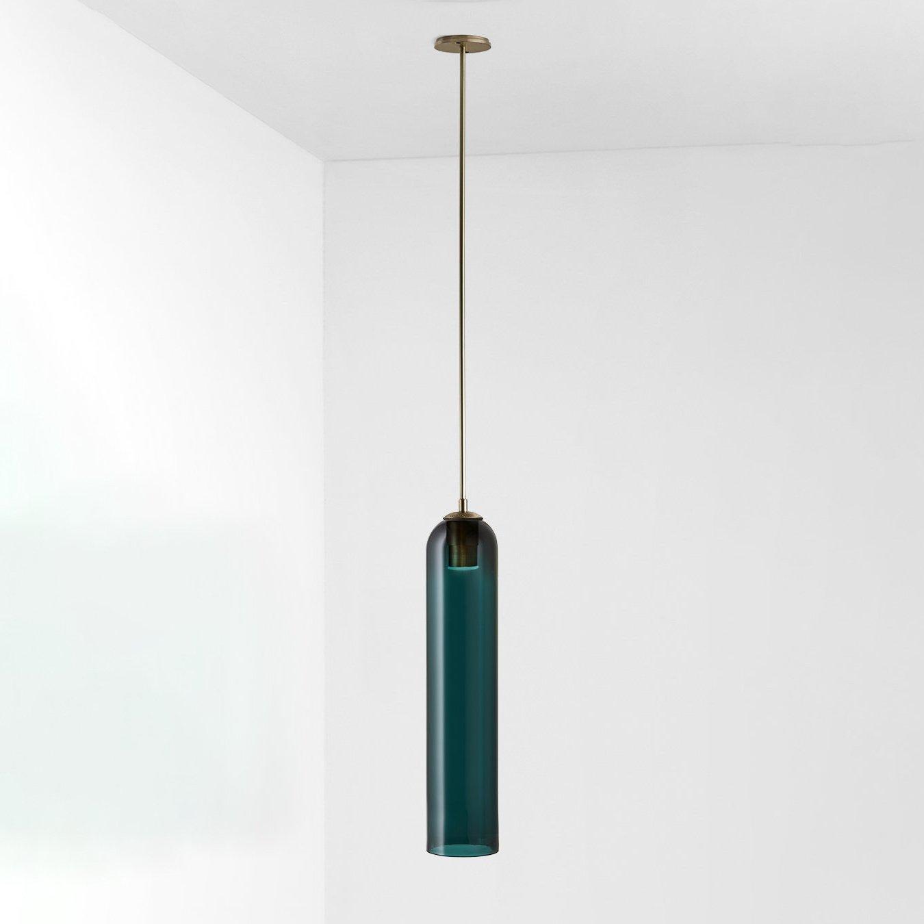 Long Tube Glass Pendant Light ? 3.9″ x H 47.2″ / Dia 10cm x H 120cm / Gold / Blue Pendant light