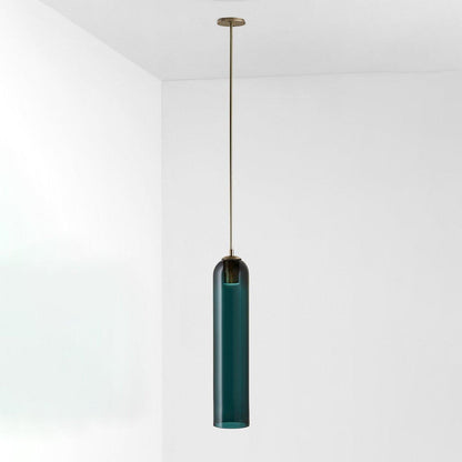 Long Tube Glass Pendant Light ? 3.9″ x H 47.2″ / Dia 10cm x H 120cm / Gold / Blue Pendant light