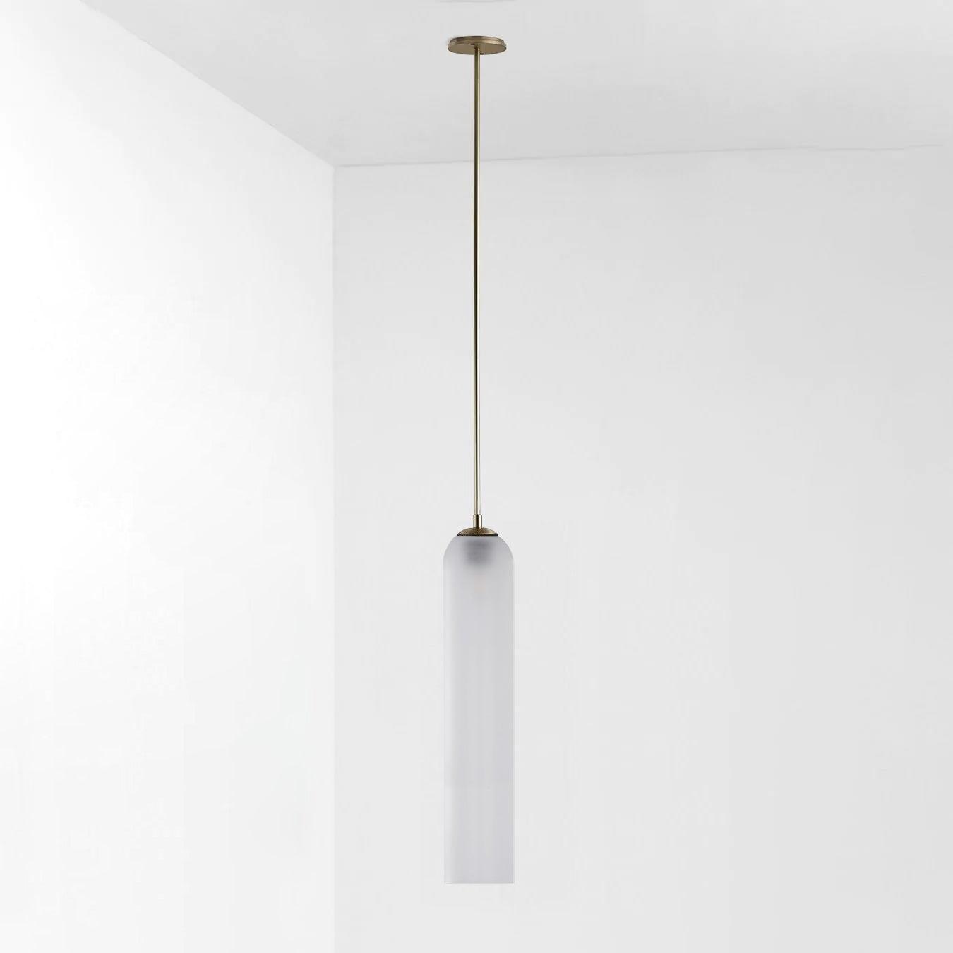 Long Tube Glass Pendant Light ? 3.9″ x H 47.2″ / Dia 10cm x H 120cm / Gold / Frosted white Pendant light