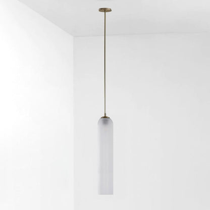 Long Tube Glass Pendant Light ? 3.9″ x H 47.2″ / Dia 10cm x H 120cm / Gold / Frosted white Pendant light