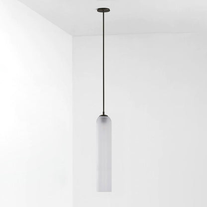 Long Tube Glass Pendant Light ? 3.9″ x H 47.2″ / Dia 10cm x H 120cm / Black / Frosted white Pendant light