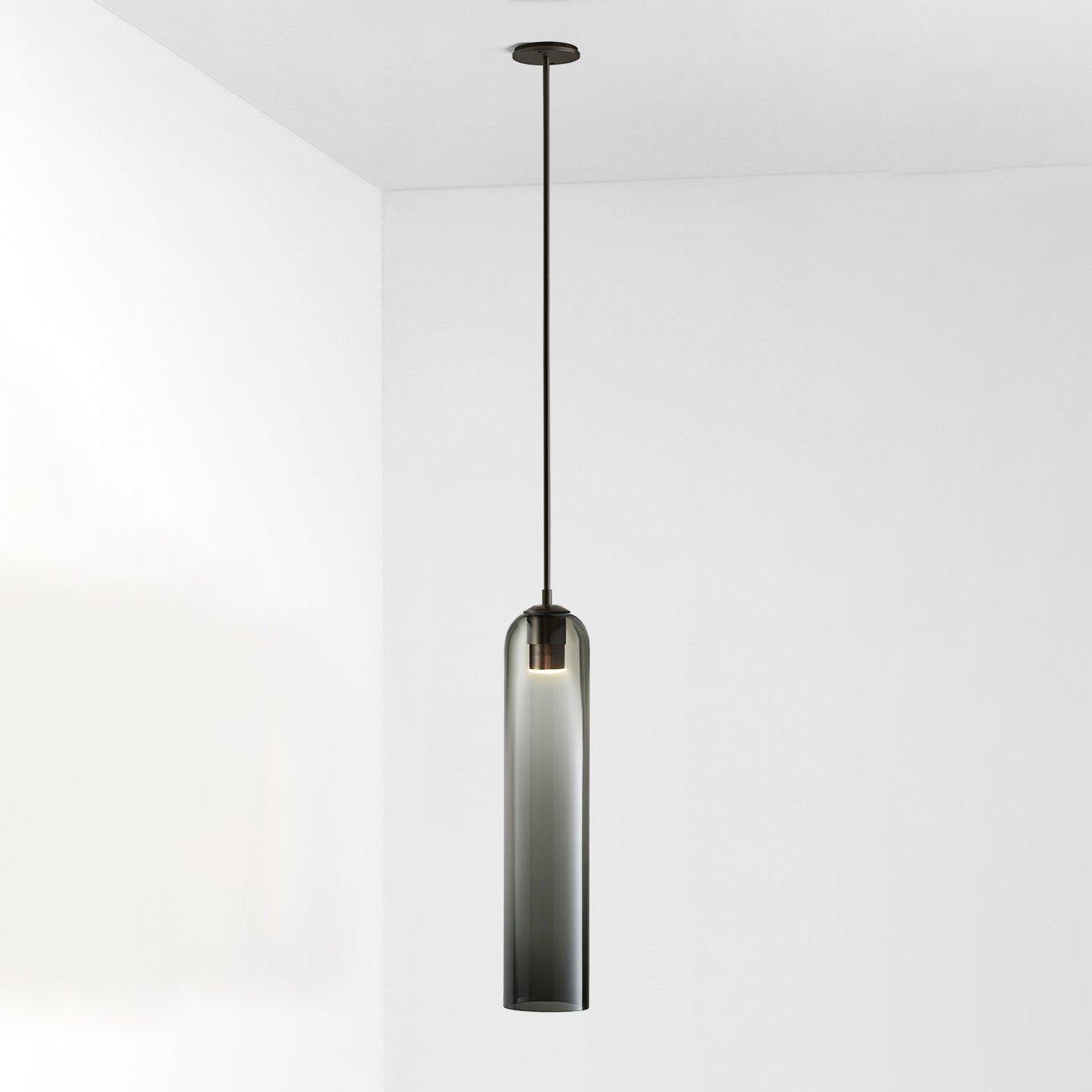 Long Tube Glass Pendant Light ? 3.9″ x H 47.2″ / Dia 10cm x H 120cm / Black / Smoke gray Pendant light