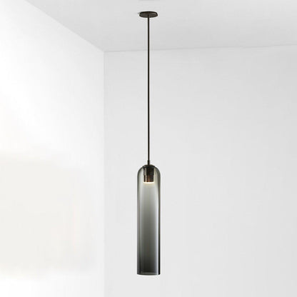 Long Tube Glass Pendant Light ? 3.9″ x H 47.2″ / Dia 10cm x H 120cm / Black / Smoke gray Pendant light