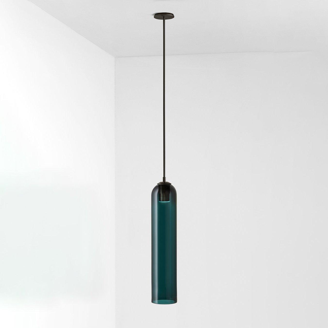 Long Tube Glass Pendant Light ? 3.9″ x H 47.2″ / Dia 10cm x H 120cm / Black / Blue Pendant light