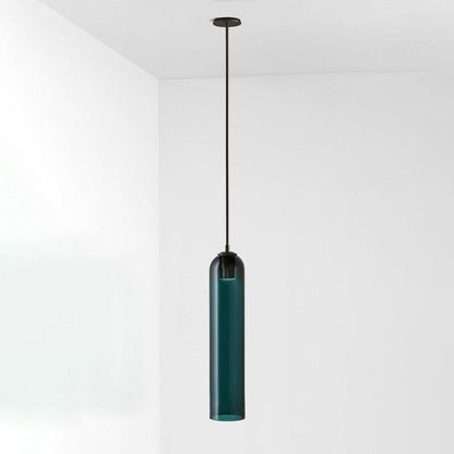 Long Tube Glass Pendant Light ? 3.9″ x H 47.2″ / Dia 10cm x H 120cm / Black / Blue Pendant light