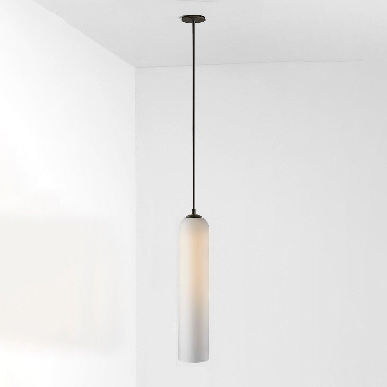 Long Tube Glass Pendant Light ? 3.9″ x H 47.2″ / Dia 10cm x H 120cm / Black / Milky white Pendant light