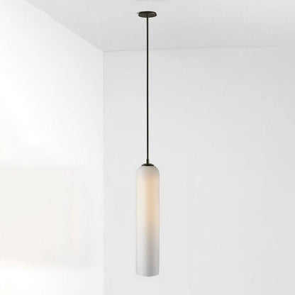 Long Tube Glass Pendant Light ? 3.9″ x H 47.2″ / Dia 10cm x H 120cm / Black / Milky white Pendant light