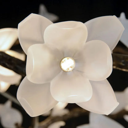 John Richard Churippu Magnolia & Tulip Glass Bronze Twelve-Light Halo Chandelier