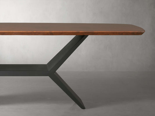 Terracotta Copper Dining Table with Vertex Base