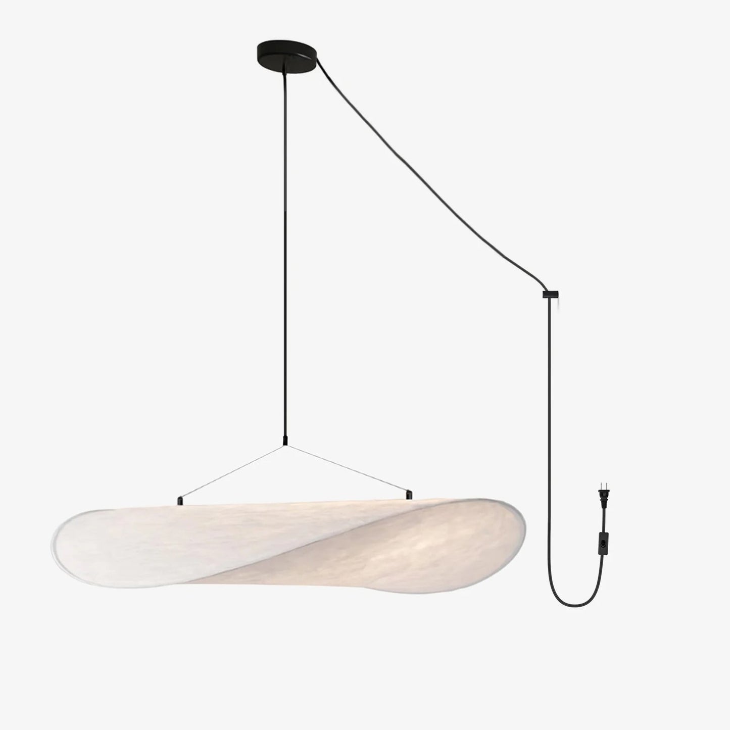 Tense Pendant Swag Light Dia 39.3″ x W 34.6″ x H 7.9″ / US Plug / White & Black / Mulberry Silk & Warm Light 1001 Pendant