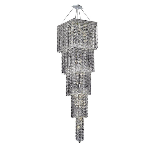 Maxim Chrome Twenty-Two Light 22-Inch Five-Tier Square Pendant with Royal Cut Clear Crystal