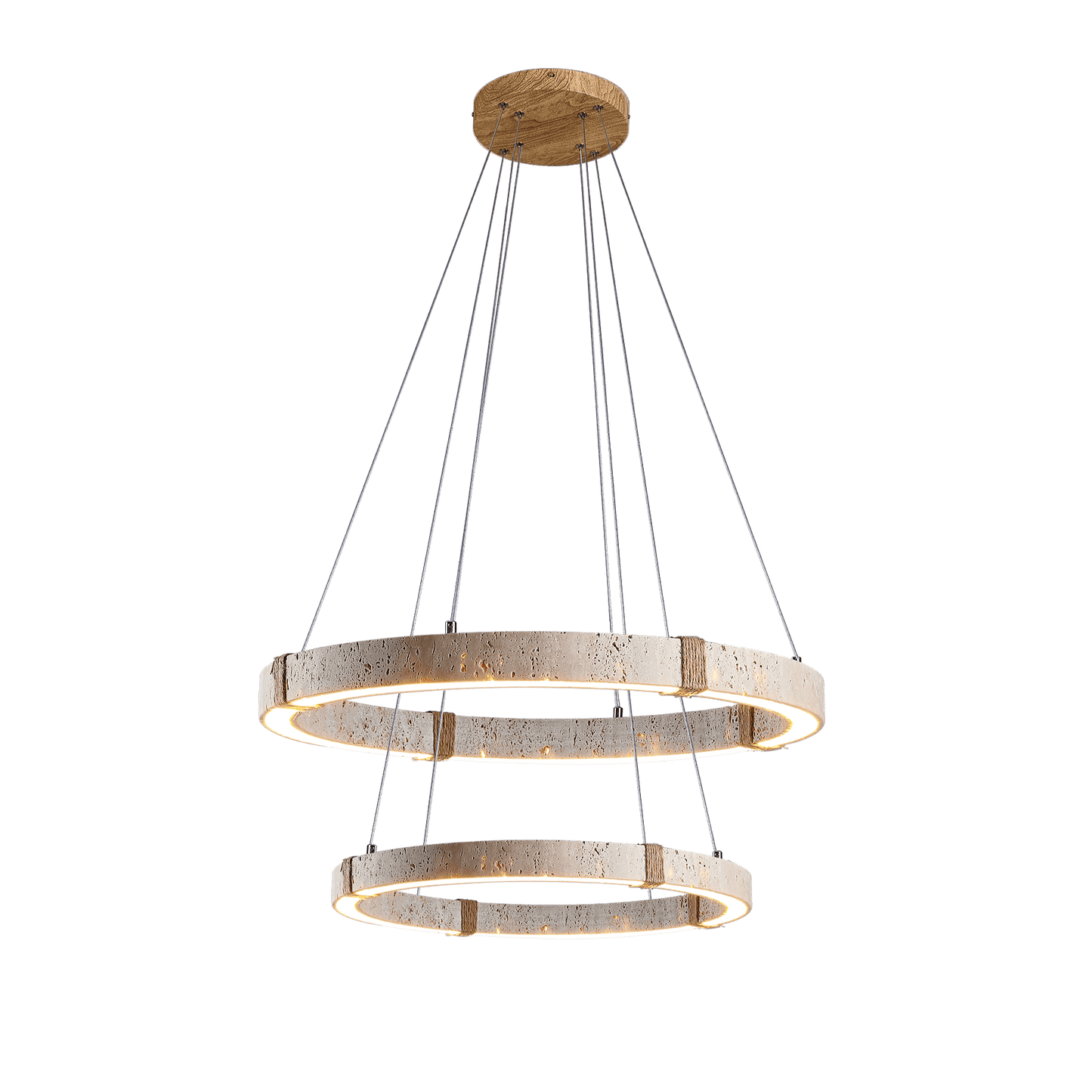 Circle Travertine Pendant Lamp ? 15.7″+? 23.6″ x H 1.9″ / Yellow Travertine / Warm Light 1001 pendant Lamp