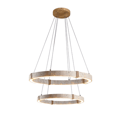 Circle Travertine Pendant Lamp ? 15.7″+? 23.6″ x H 1.9″ / Yellow Travertine / Warm Light 1001 pendant Lamp