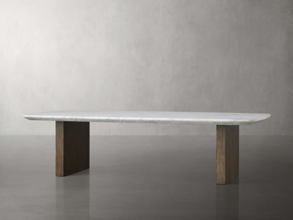 Saint Germain Stone Top Coffee Table with Wood Clement Base