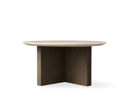 Saint Germain Round Stone Top Coffee Table with Wood Clement Base
