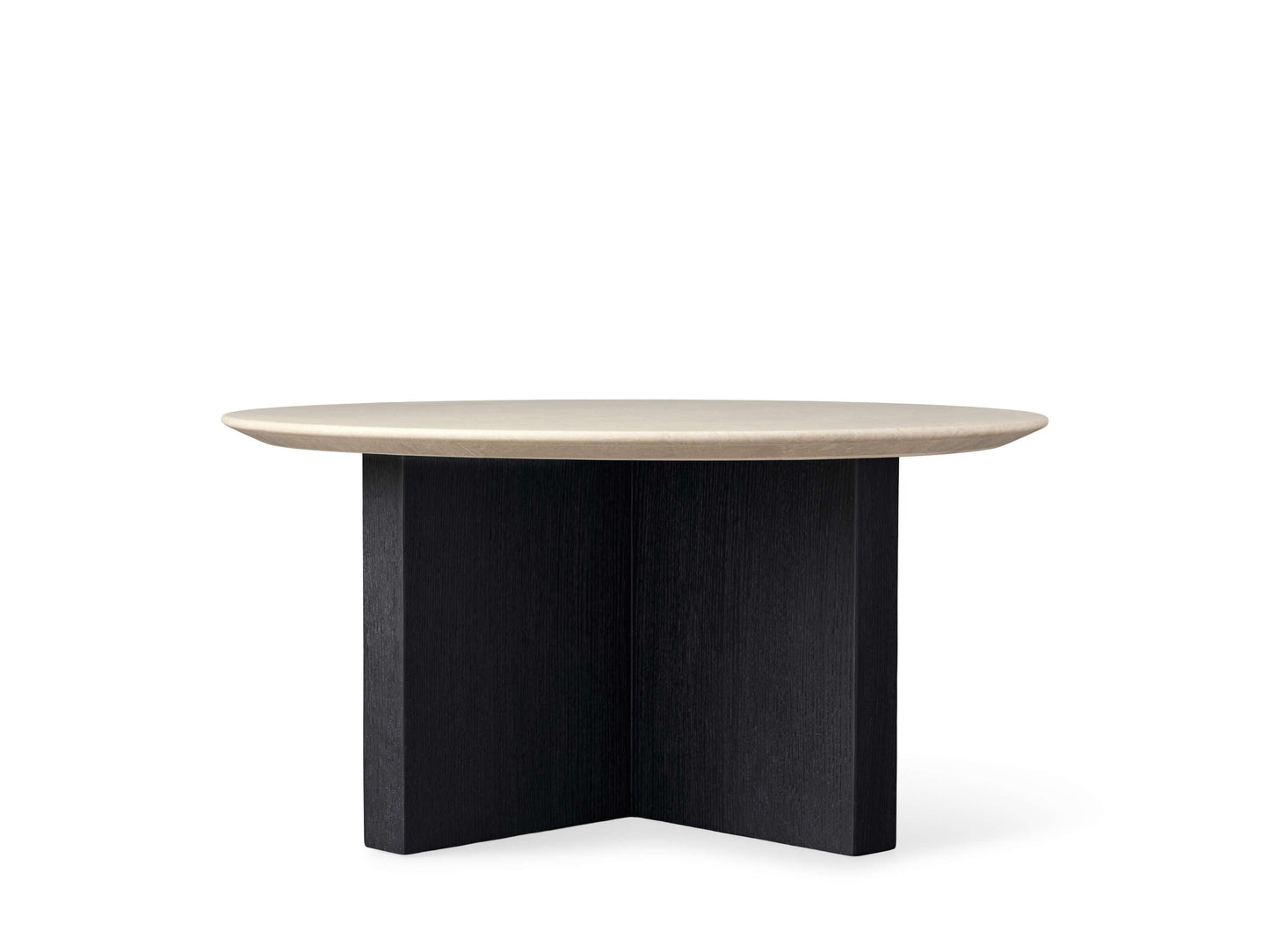 Saint Germain Round Stone Top Coffee Table with Wood Clement Base