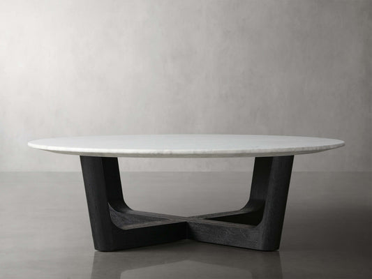 Saint Germain Round Stone Coffee Table with Rennes Base