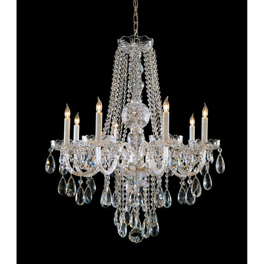 Group Traditional Crystal Swarovski Strass Crystal Polished Chrome Eight-Light Chandelier