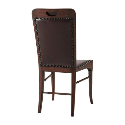 Theodore Alexander Leather Sling Mahogany Dining Chair - Set of 2
