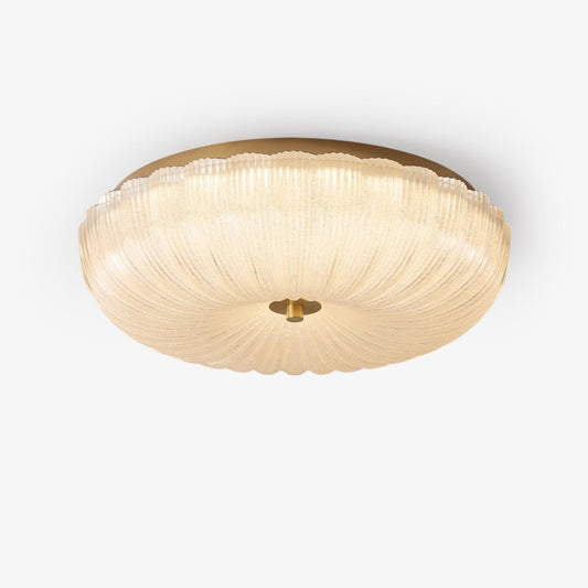Ripple Glass Ceiling Light Dia 7.9″ x H 4.7″ / Gold & Frosted White / Warm Light