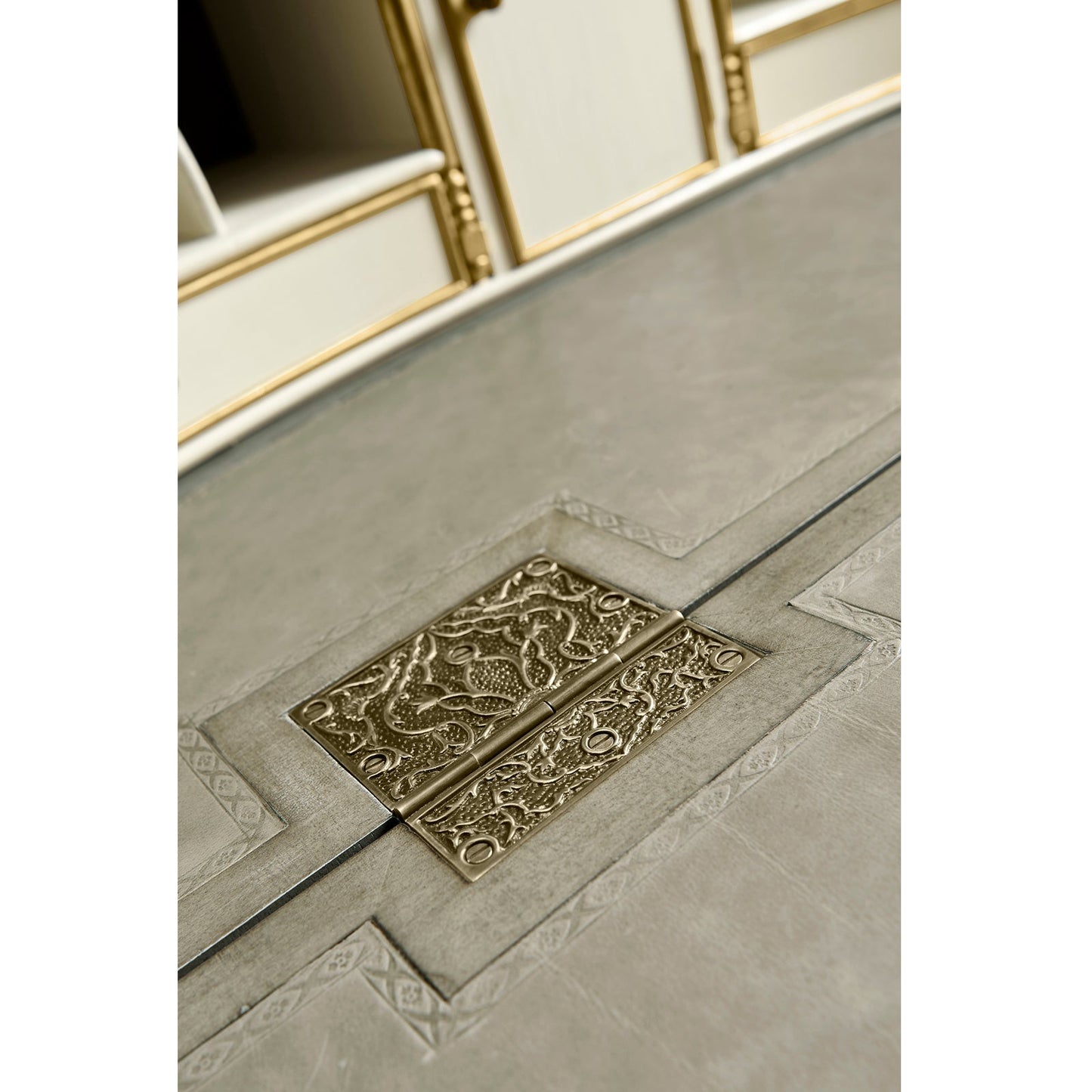 Jonathan Charles Buckingham Georgian Grey & Gilded Secretary Cabinet (492260-PBG)
