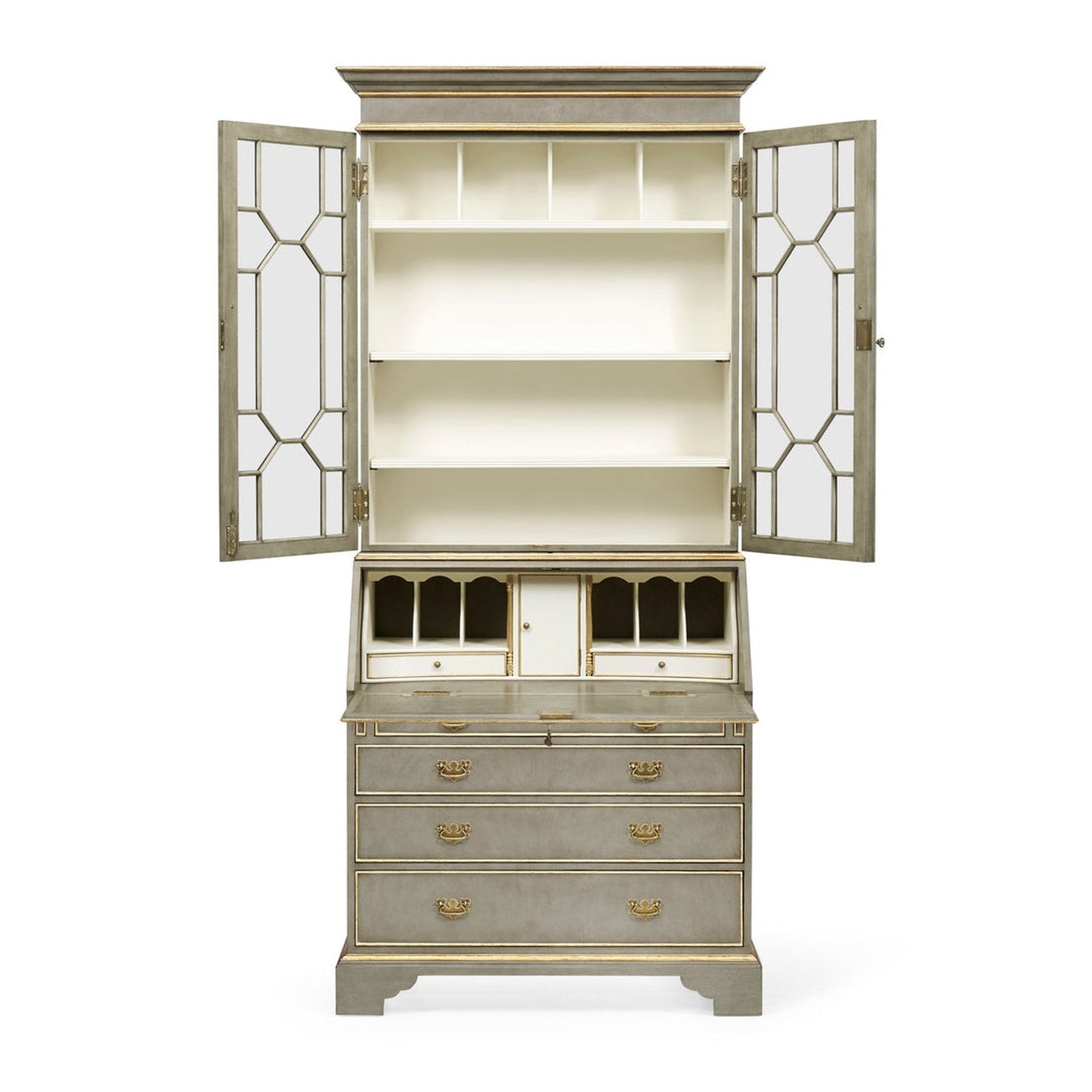 Jonathan Charles Buckingham Georgian Grey & Gilded Secretary Cabinet (492260-PBG)