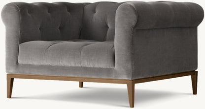 Italia Chesterfield Chair with Tufted Cushion - Metal Base