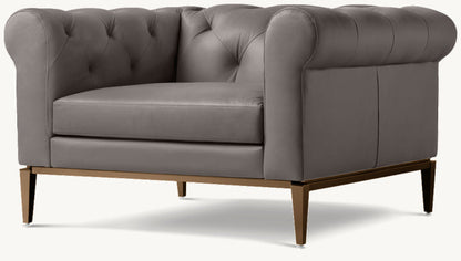Italia Chesterfield Leather Chair - Metal Base