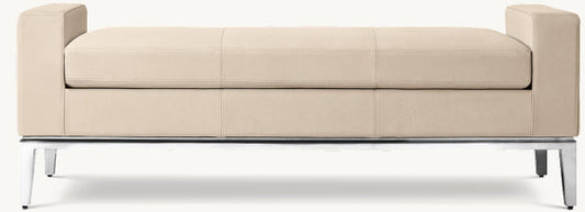 Italia Leather End-of-Bed Bench - Metal Base