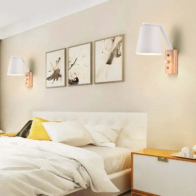 Solid Wood & Glass Wall Lamp – Bedroom Bedside or Bar Aisle Light