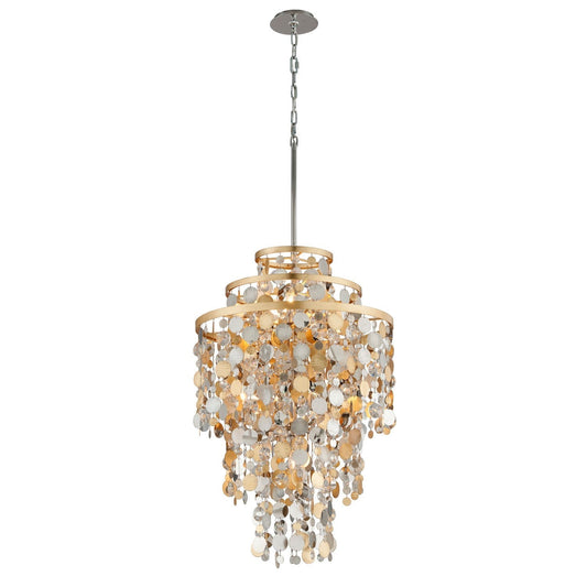 Gold and Silver Leaf Seven-Light Pendant