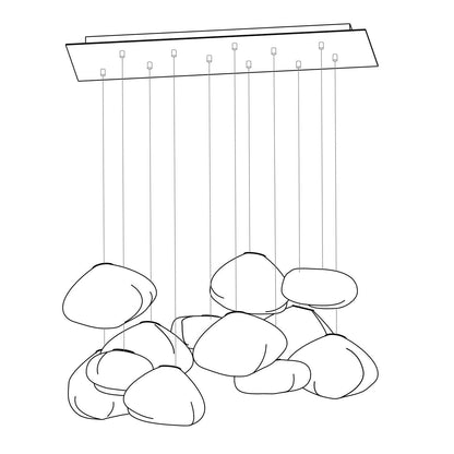 Blown Glass Mesh Pendant Light 11heads Dia 20cm Rectangle canopy / Transparent glass 1001 Pendant light