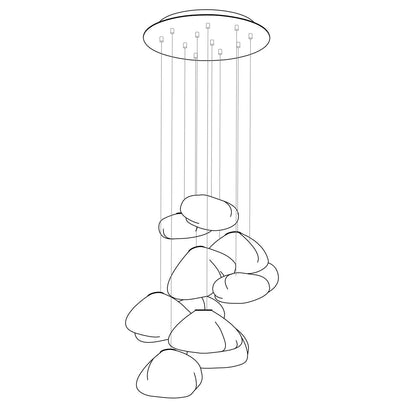 Blown Glass Random Pendant Light 11heads Dia 30cm Round canopy / Smoke grey Pendant light
