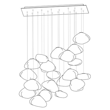 Blown Glass Random Pendant Light 20heads Dia 30cm Rectangle canopy / Smoke grey Pendant light