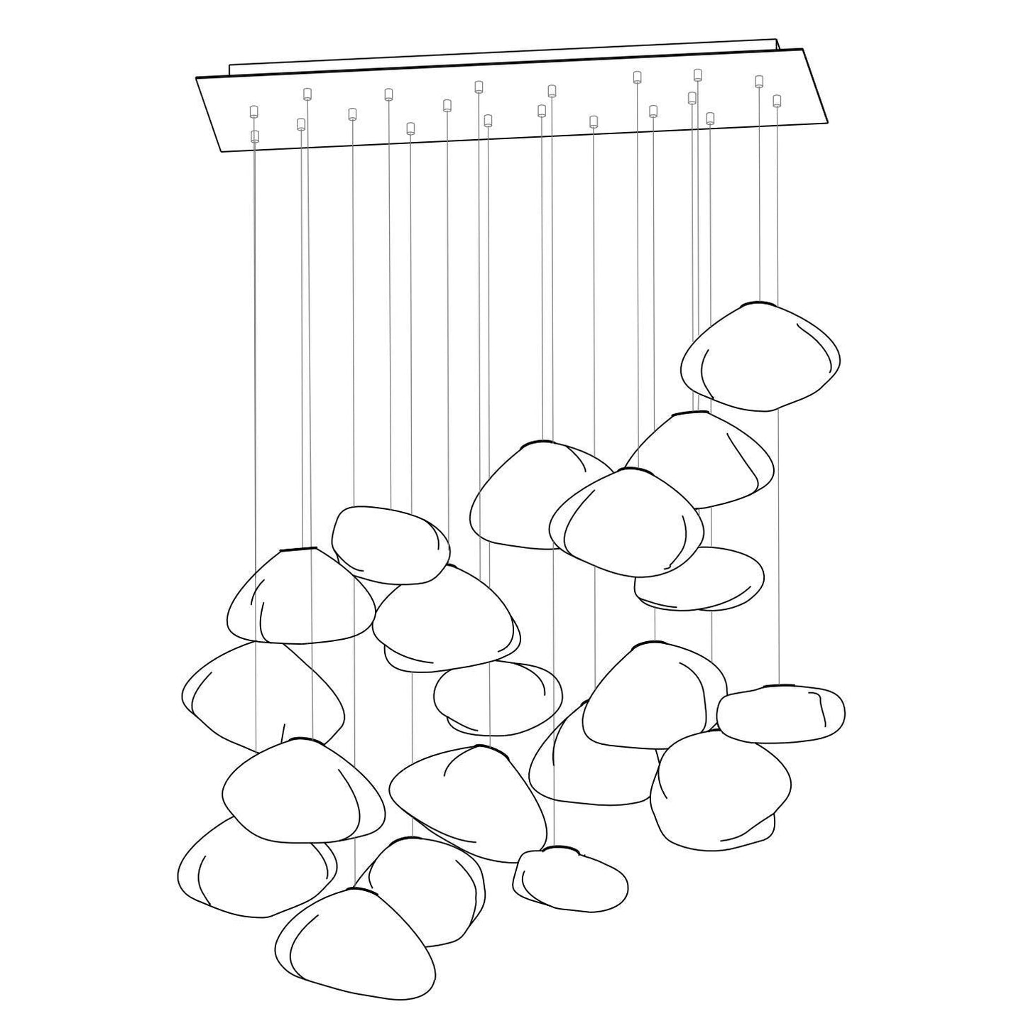 Blown Glass Mesh Pendant Light 20heads Dia 20cm Rectangle canopy / Transparent glass 1001 Pendant light