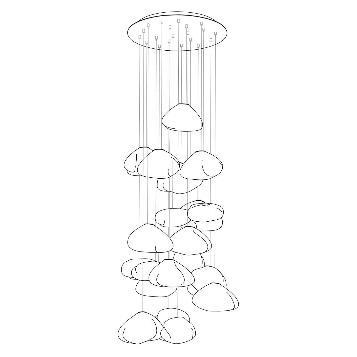 Blown Glass Random Pendant Light 20heads Dia 30cm Round canopy / Smoke grey Pendant light