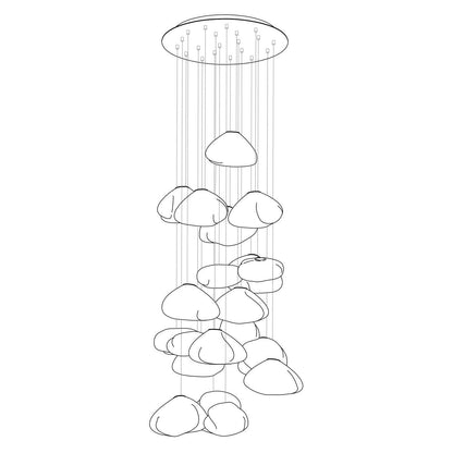 Blown Glass Random Pendant Light 20heads Dia 30cm Round canopy / Smoke grey Pendant light
