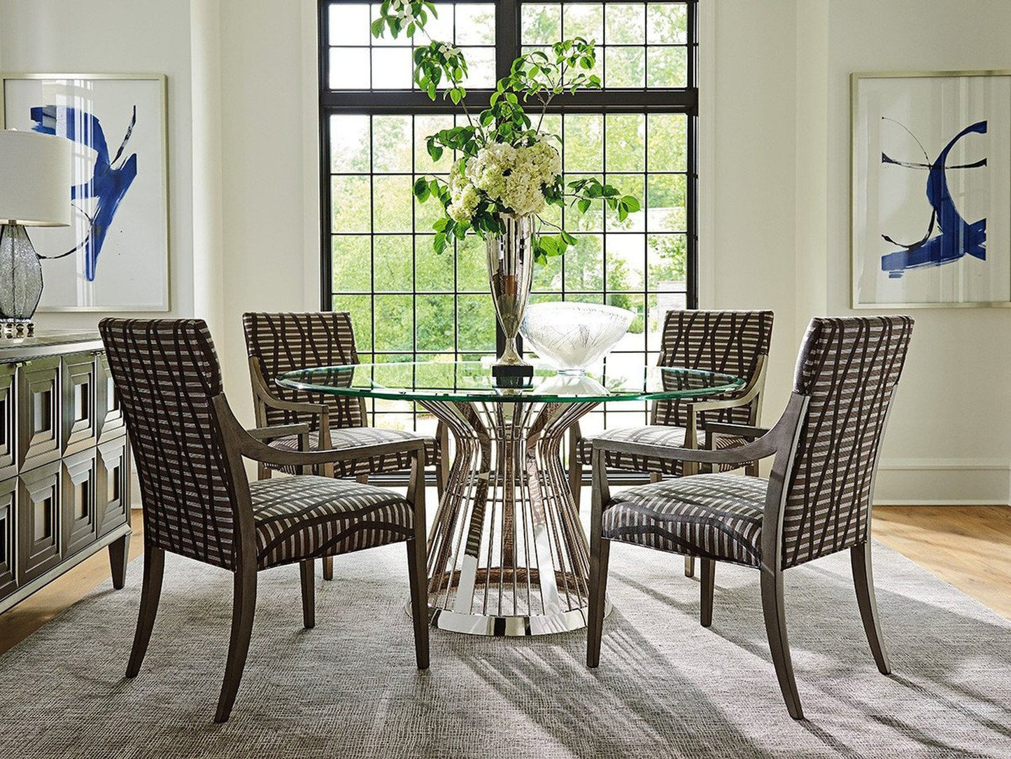 Lexington Ariana Riviera Stainless Dining Table with Glass Top