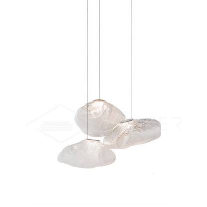 Blown Glass Random Pendant Light 3heads Dia 30cm Round canopy / Transparent glass Pendant light