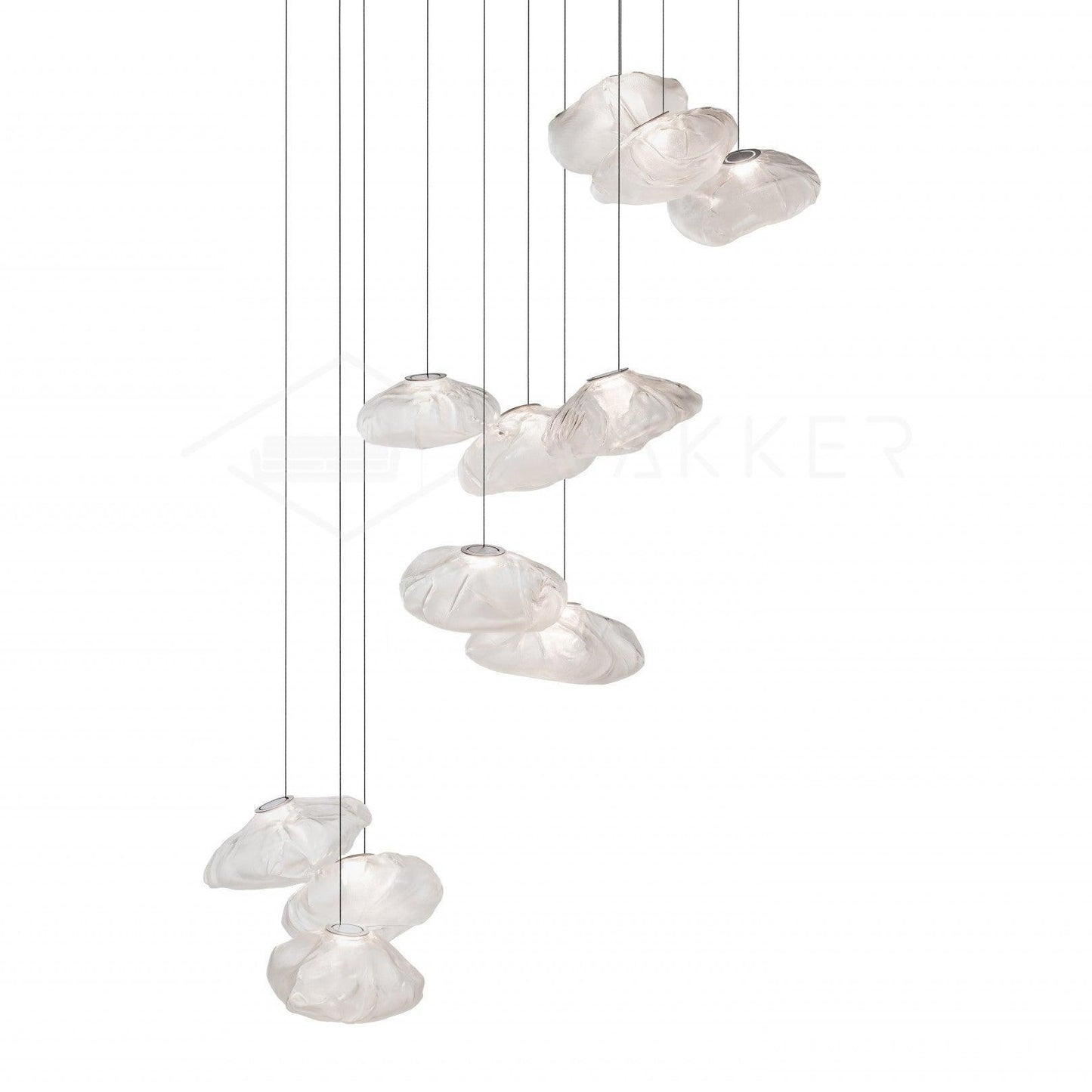 Blown Glass Random Pendant Light 11heads Dia 30cm Round canopy / Transparent glass Pendant light