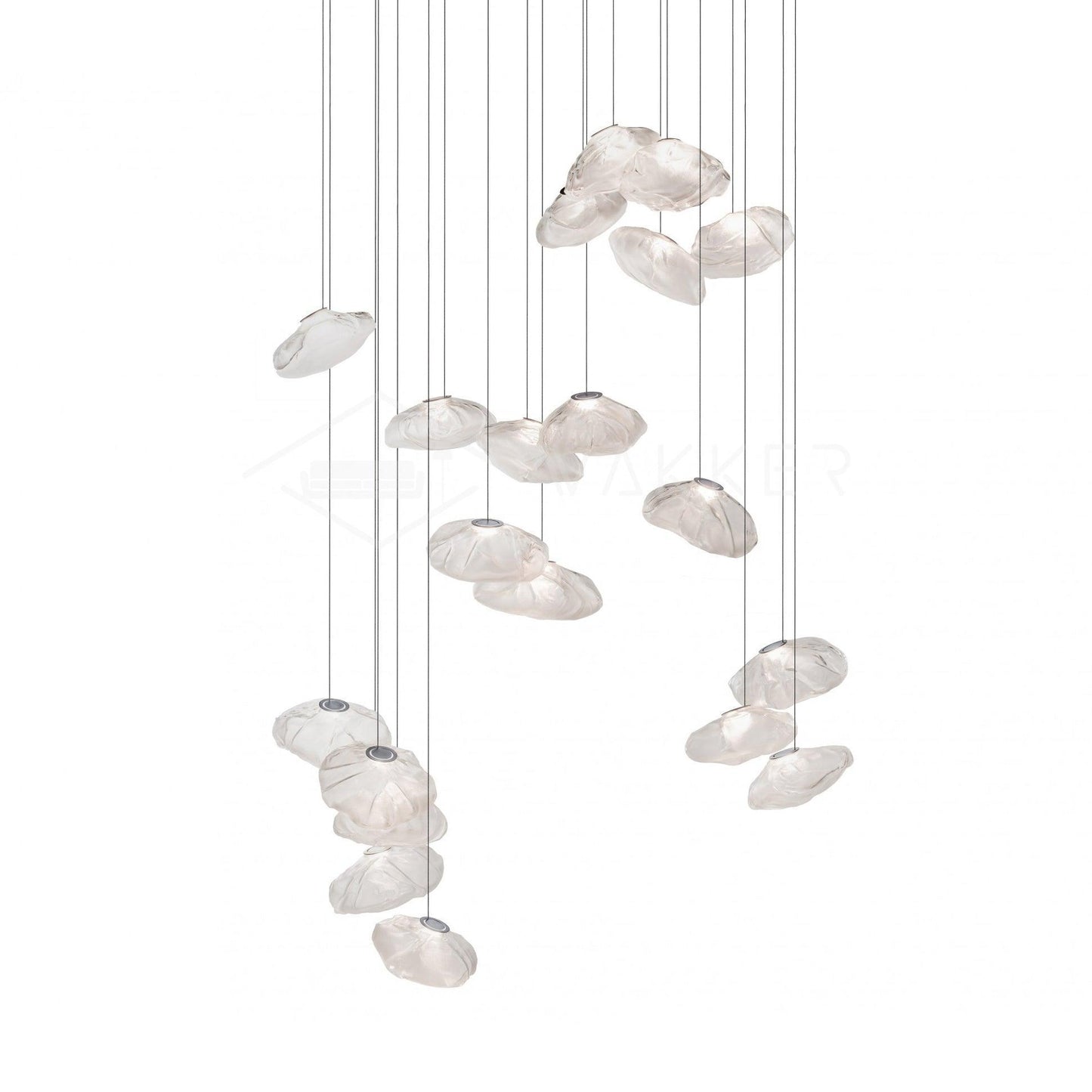 Blown Glass Random Pendant Light 20heads Dia 30cm Round canopy / Transparent glass Pendant light