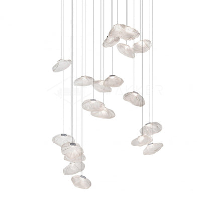 Blown Glass Random Pendant Light 20heads Dia 30cm Round canopy / Transparent glass Pendant light
