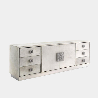 Global Views Metro Long Gray Hair on Hide Cabinet