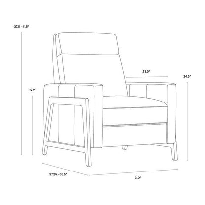 Sunpan Brandon Recliner - Shalimar Tobacco Leather