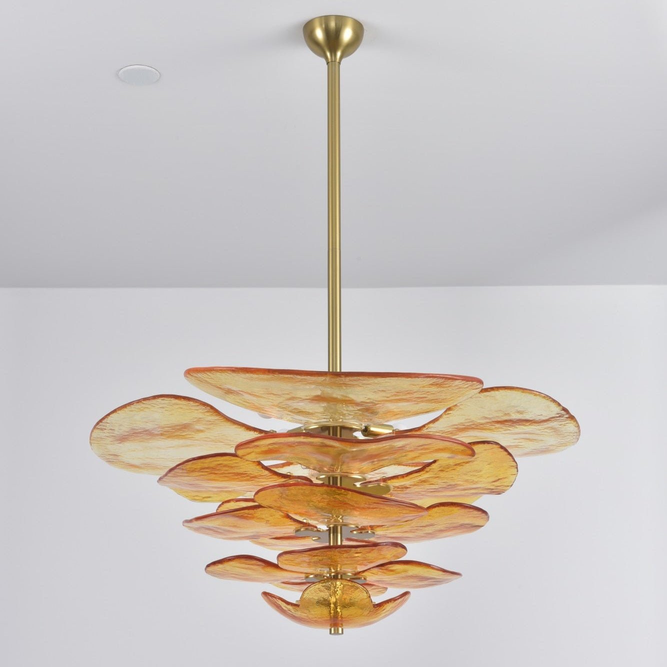Petals Gold Murano Chandelier 16-lights Dia 31.8″ x H 14.5″ / Amber & Gold 1001 Chandelier