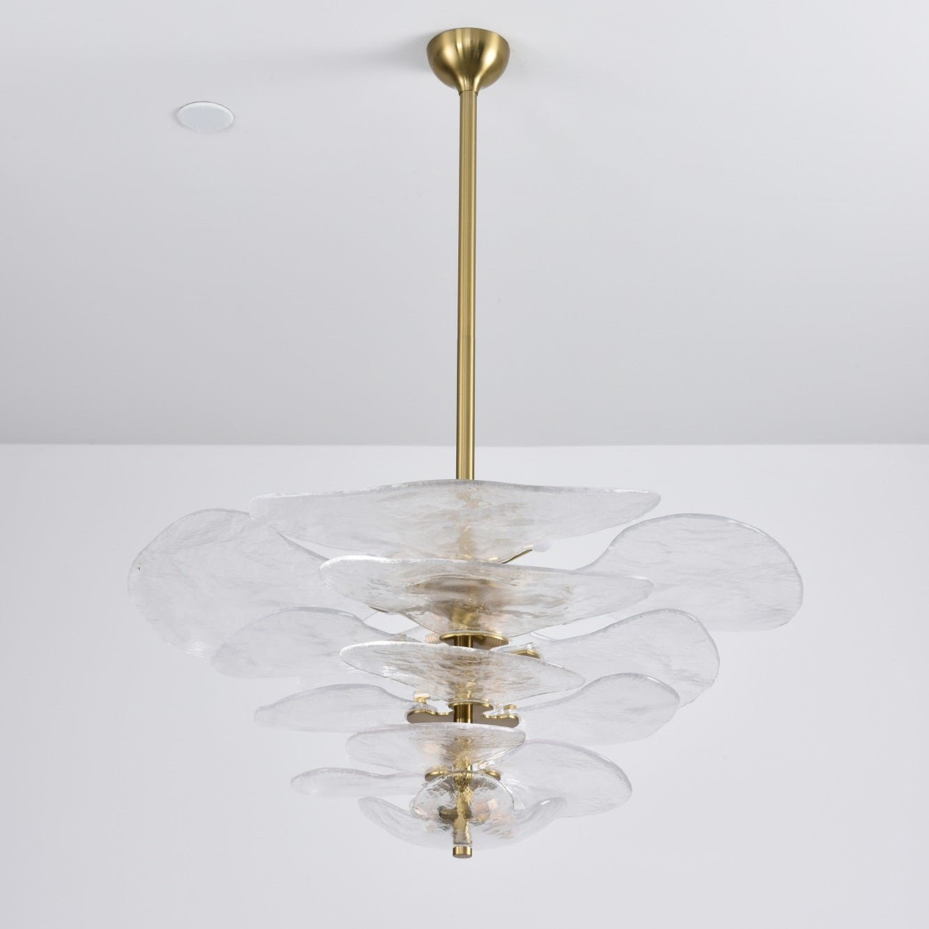 Petals Gold Murano Chandelier 16-lights Dia 31.8″ x H 14.5″ / Clear & Gold 1001 Chandelier
