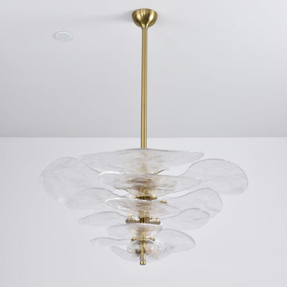 Petals Gold Murano Chandelier 16-lights Dia 31.8″ x H 14.5″ / Clear & Gold 1001 Chandelier