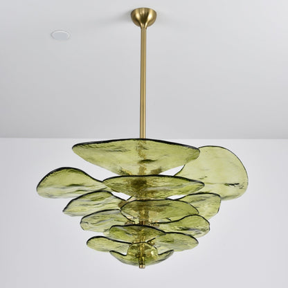 Petals Gold Murano Chandelier 16-lights Dia 31.8″ x H 14.5″ / Green & Gold 1001 Chandelier