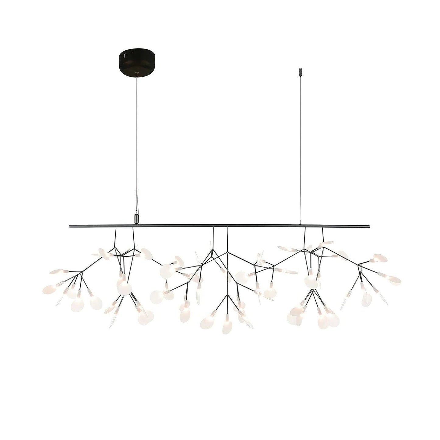 Long Style Firefly LED Chandelier Model A L 39.4″ x W 15.7″ / L 100cm x W 40cm / Black & Warm Light / Wall switch