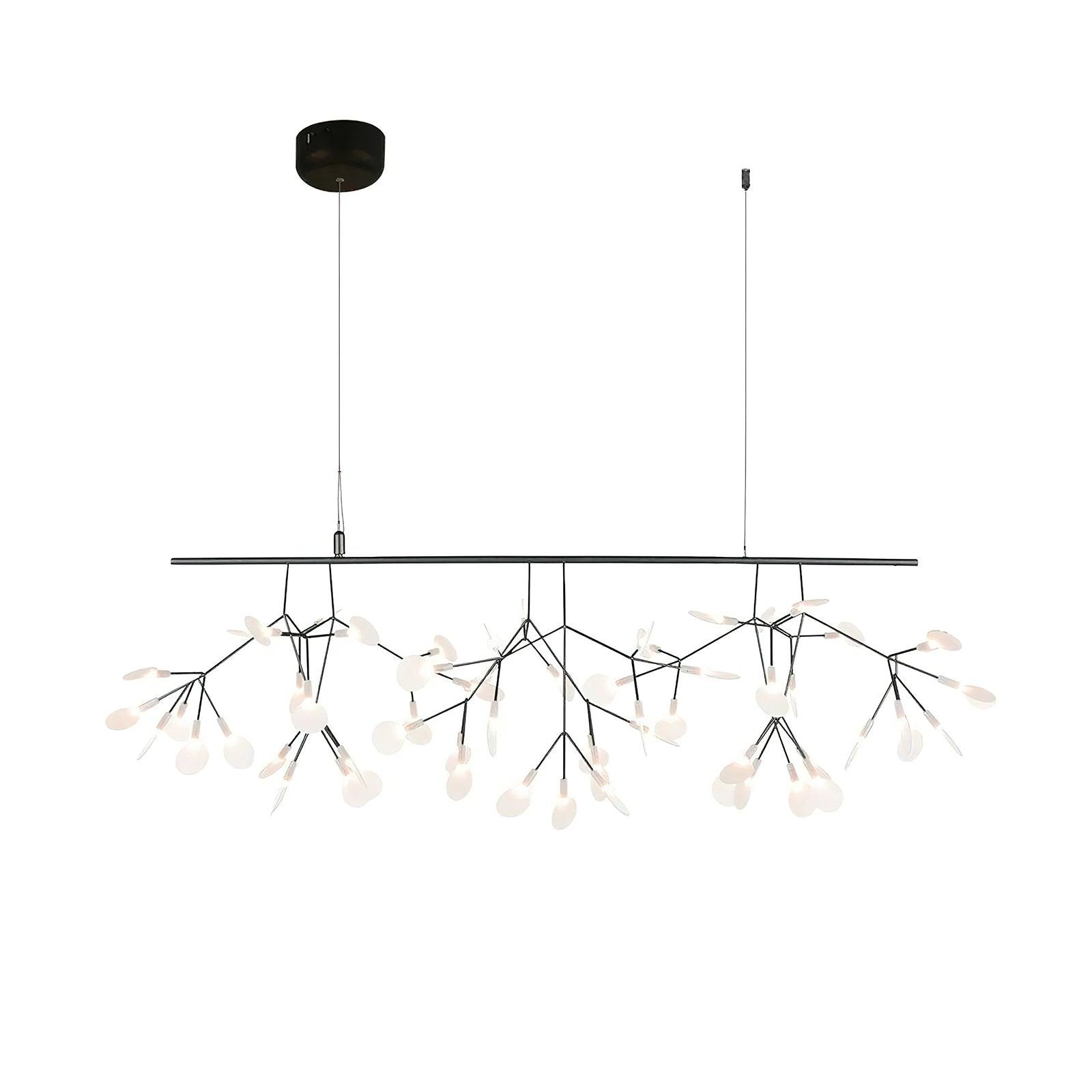 Long Style Firefly LED Chandelier Model A L 39.4″ x W 15.7″ / L 100cm x W 40cm / Black & Warm Light / Wall switch
